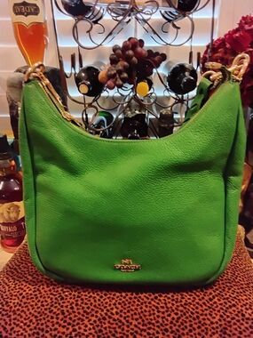Coach Pebbled Leather Hobo Bag in Kelly Green
